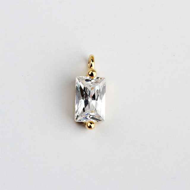 925 Sterling Silver Square 4*6mm Square CZ Charm