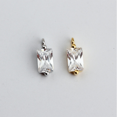 925 Sterling Silver Square 4*6mm Square CZ Charm