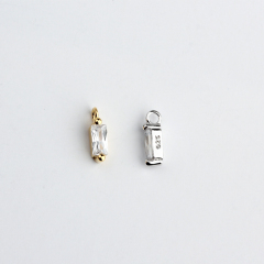925 Sterling Silver Square 2*4mm Sauqre CZ Charm
