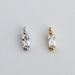 925 Sterling Silver Square 2*4mm Sauqre CZ Charm