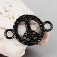 925 Sterling Silver CZ Peace Sign Connector Charms
