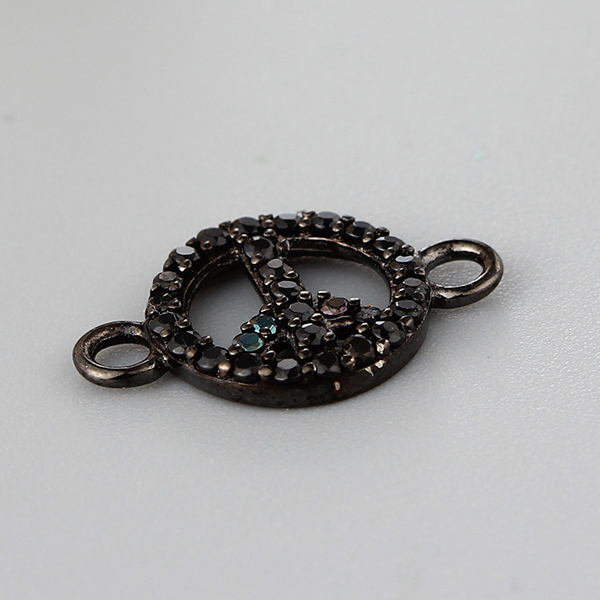 925 Sterling Silver CZ Peace Sign Connector Charms