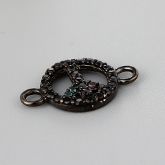925 Sterling Silver CZ Peace Sign Connector Charms