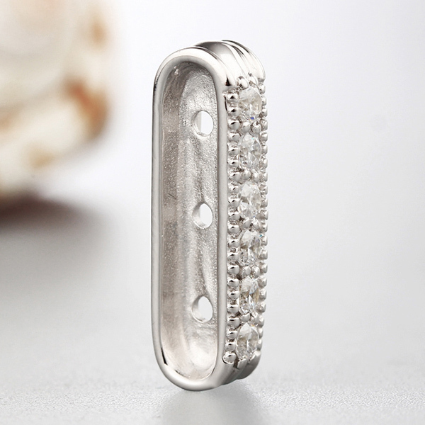 925 Sterling Silver Cubic Zirconia Square Connector Charms