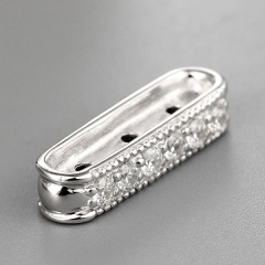 925 Sterling Silver Cubic Zirconia Square Connector Charms