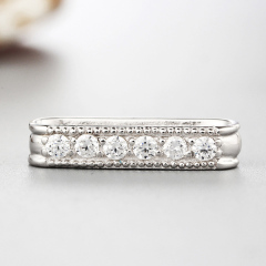 925 Sterling Silver Cubic Zirconia Square Connector Charms