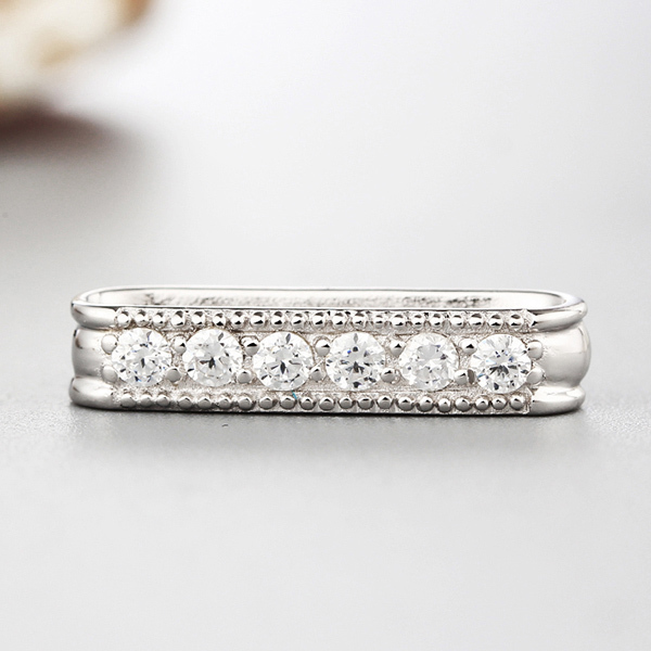 925 Sterling Silver Cubic Zirconia Square Connector Charms