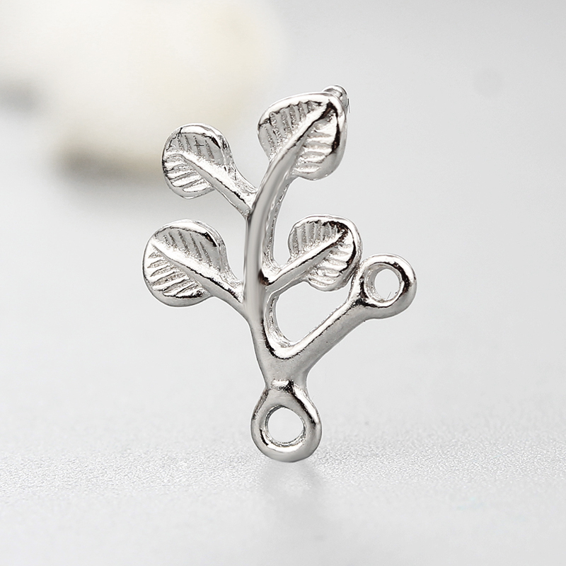 925 Sterling Silver Leaves Connector Charms,approx 9.6*10.2mm