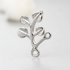 925 Sterling Silver Leaves Connector Charms,approx 9.6*10.2mm