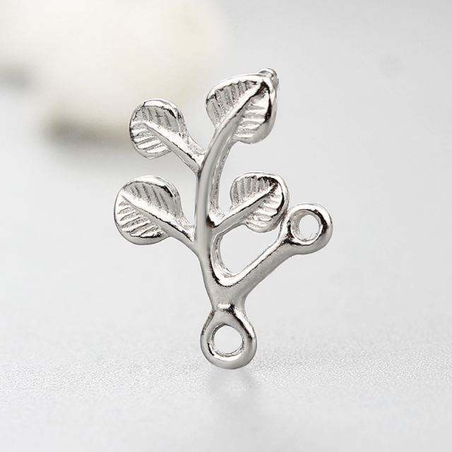 925 Sterling Silver Leaves Connector Charms,approx 9.6*10.2mm