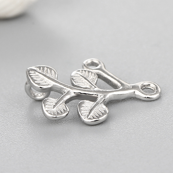 925 Sterling Silver Leaves Connector Charms,approx 9.6*10.2mm