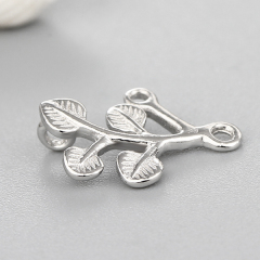 925 Sterling Silver Leaves Connector Charms,approx 9.6*10.2mm