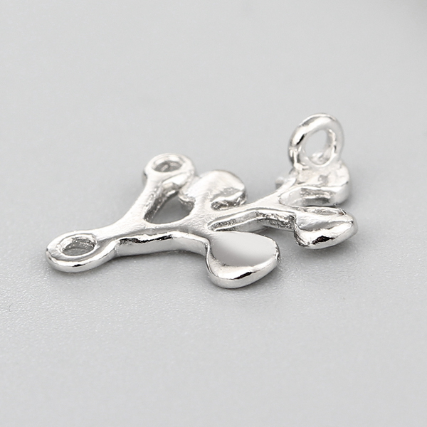 925 Sterling Silver Leaves Connector Charms,approx 9.6*10.2mm