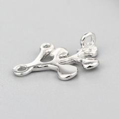 925 Sterling Silver Leaves Connector Charms,approx 9.6*10.2mm
