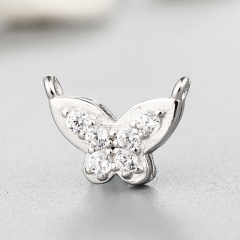 925 Sterling Silver CZ Butterfly Connector Charms,approx 11*5*8.24mm
