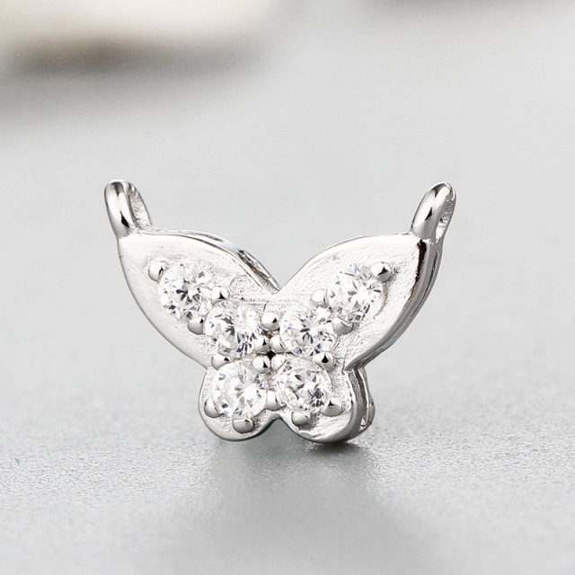 925 Sterling Silver CZ Butterfly Connector Charms,approx 11*5*8.24mm