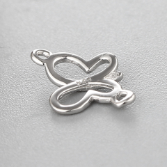 925 Sterling Silver Hollow Butterfly Connector Charms,approx 7.59*9.3mm