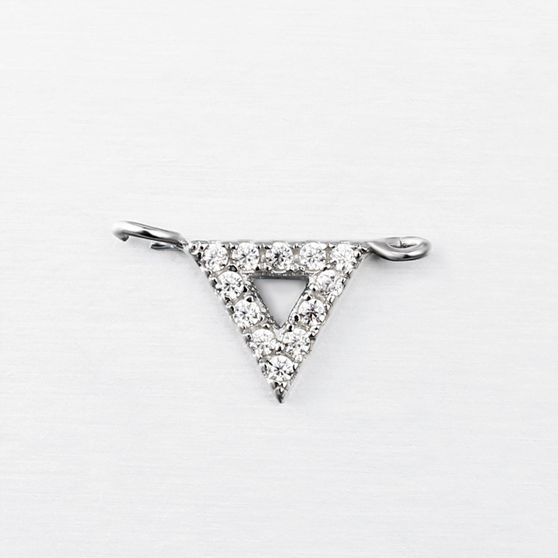 925 Sterling Silver CZ Triangle Connector Charm,approx 6mm