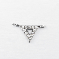 925 Sterling Silver CZ Triangle Connector Charm,approx 6mm