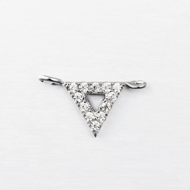 925 Sterling Silver CZ Triangle Connector Charm,approx 6mm