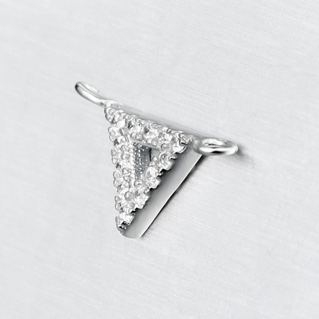 925 Sterling Silver CZ Triangle Connector Charm,approx 6mm
