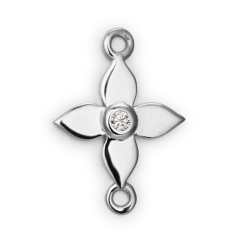 925 Sterling Silver Cubic Zirconia Clover Flower Connector Charms