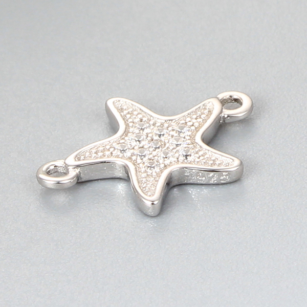 925 Sterling Silver Cubic Zirconia Starfish Charms,approx 9.22*13.25mm