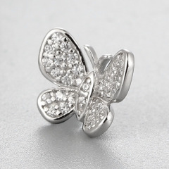 925 Sterling Silver Paved CZ Butterfly Connector Charms