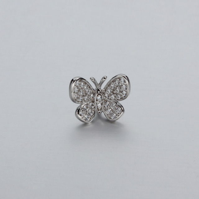 925 Sterling Silver Paved CZ Butterfly Connector Charms