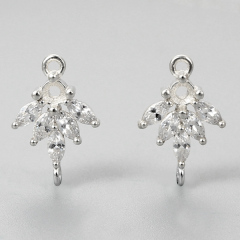 925 Sterling Silver CZ Leaf Connector Charms,approx 10*14.85mm