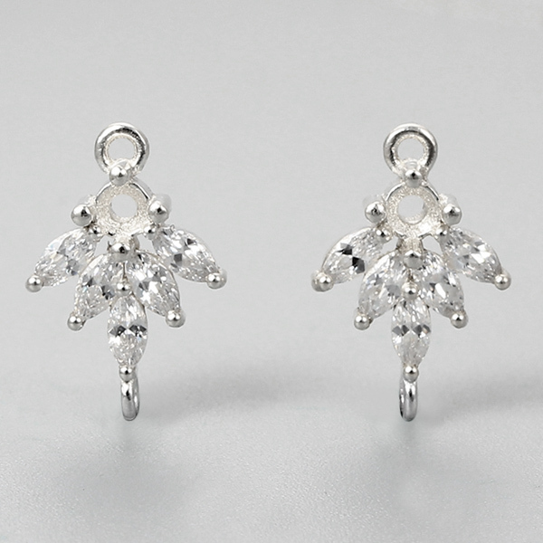 925 Sterling Silver CZ Leaf Connector Charms,approx 10*14.85mm