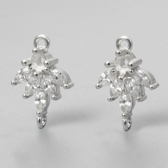 925 Sterling Silver CZ Leaf Connector Charms,approx 10*14.85mm