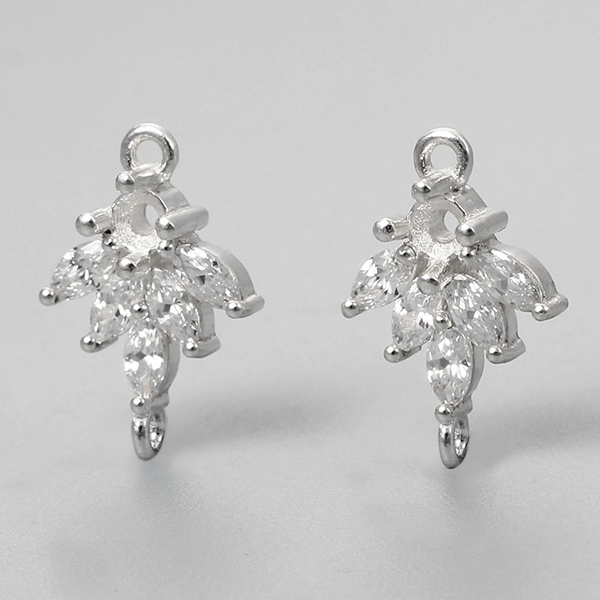 925 Sterling Silver CZ Leaf Connector Charms,approx 10*14.85mm