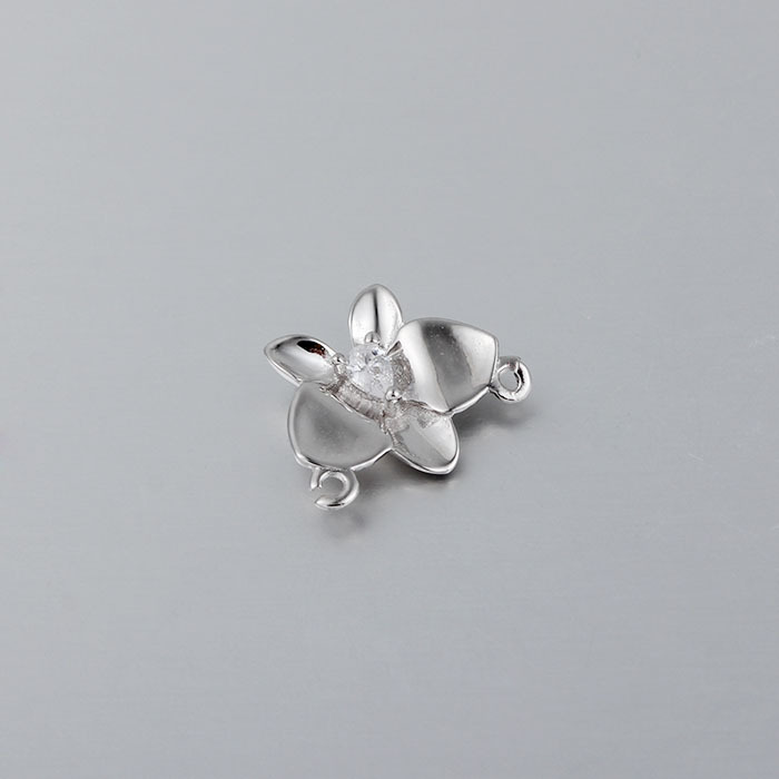 925 Sterling Silver CZ Flower Connector Charm,approx 11*12.5mm
