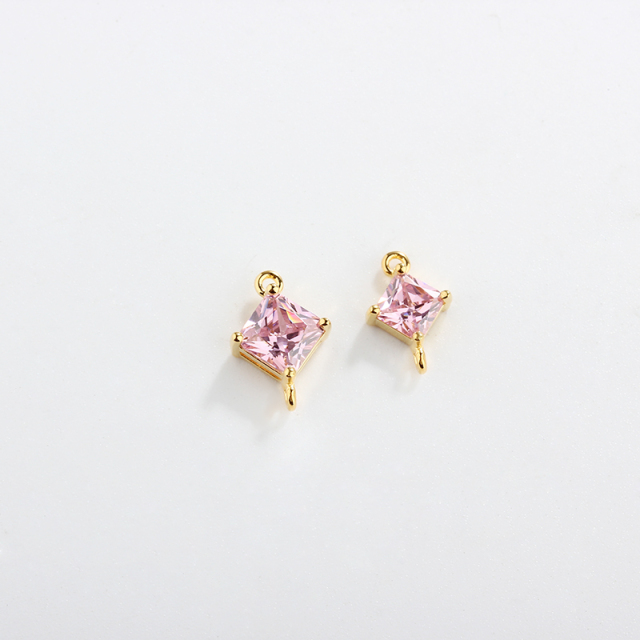 925 Sterling Silver Square Shape Colorful CZ Connector,approx 7*11mm