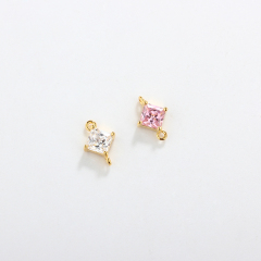 925 Sterling Silver Square Shape Colorful CZ Connector,approx 7*11mm