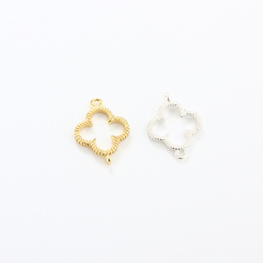925 Sterling Silver Hollow Clover Connector,approx 10mm