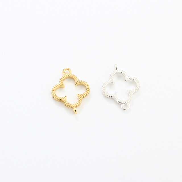 925 Sterling Silver Hollow Clover Connector,approx 10mm