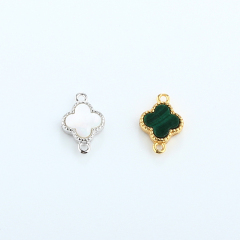 925 Sterling Silver 6mm Gemstone Clover Connector