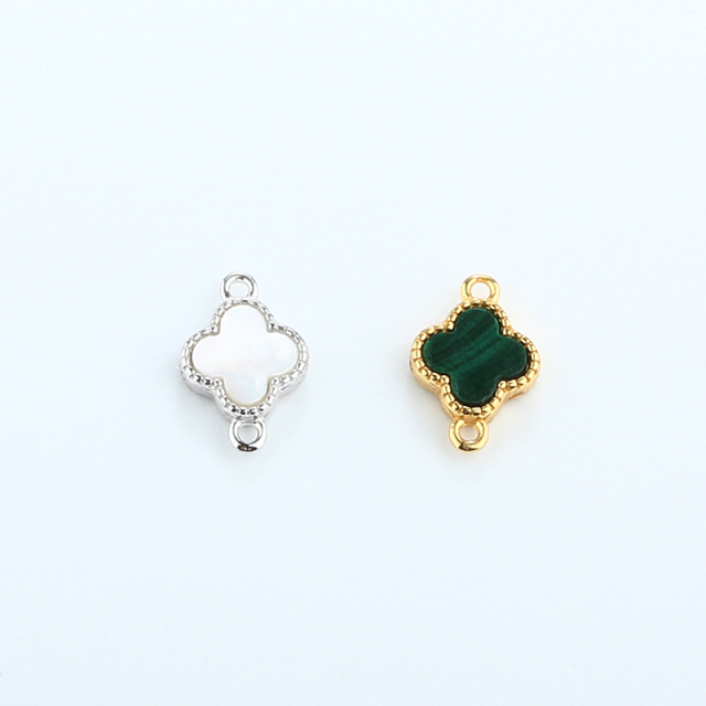 925 Sterling Silver 6mm Gemstone Clover Connector