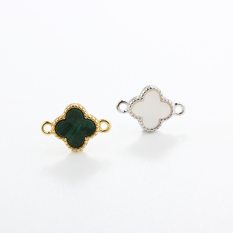 925 Sterling Silver 6mm Gemstone Clover Connector