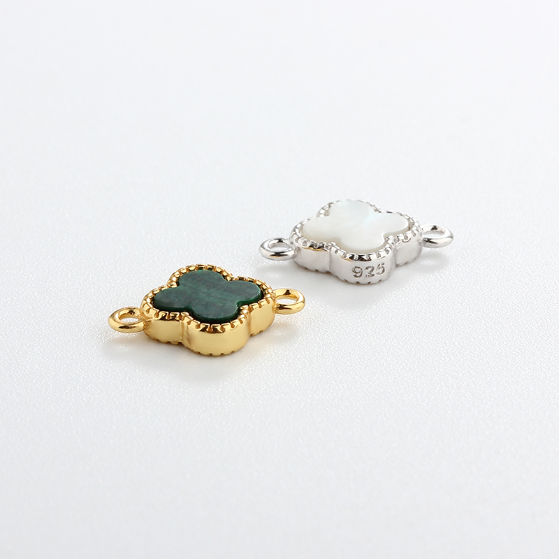 925 Sterling Silver 6mm Gemstone Clover Connector
