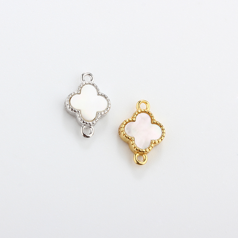 925 Sterling Silver 6mm Gemstone Clover Connector
