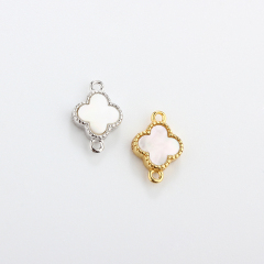 925 Sterling Silver 6mm Gemstone Clover Connector