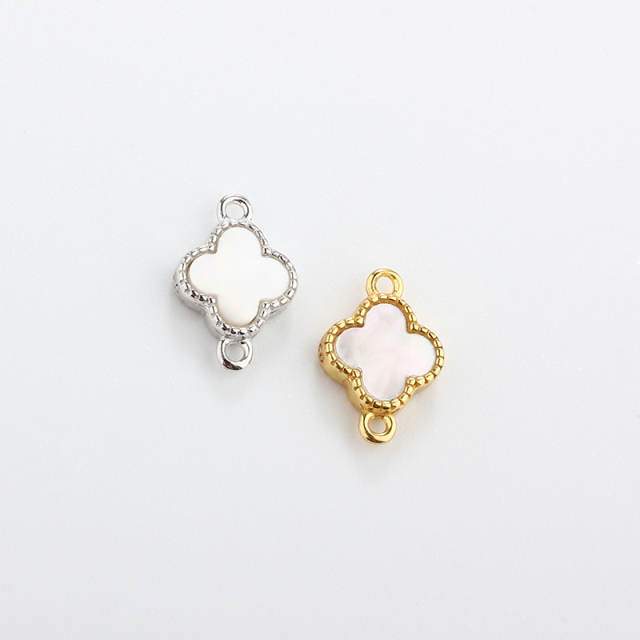 925 Sterling Silver 6mm Gemstone Clover Connector