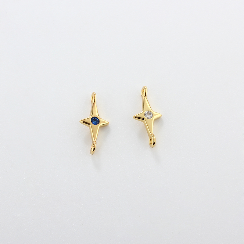 925 Sterling Silver Small Star 4-Pointed Connector,approx 5.5*12mm