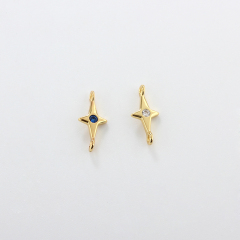 925 Sterling Silver Small Star 4-Pointed Connector,approx 5.5*12mm