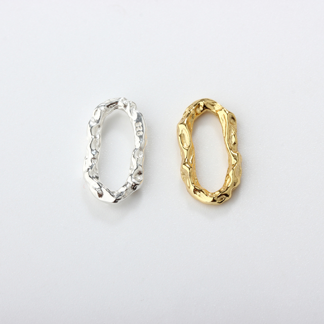 925 Sterling Silver Hammered Geometry Oval Ring Connector Charms