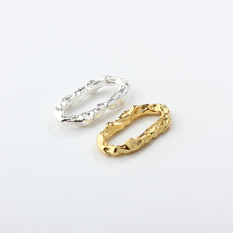 925 Sterling Silver Hammered Geometry Oval Ring Connector Charms