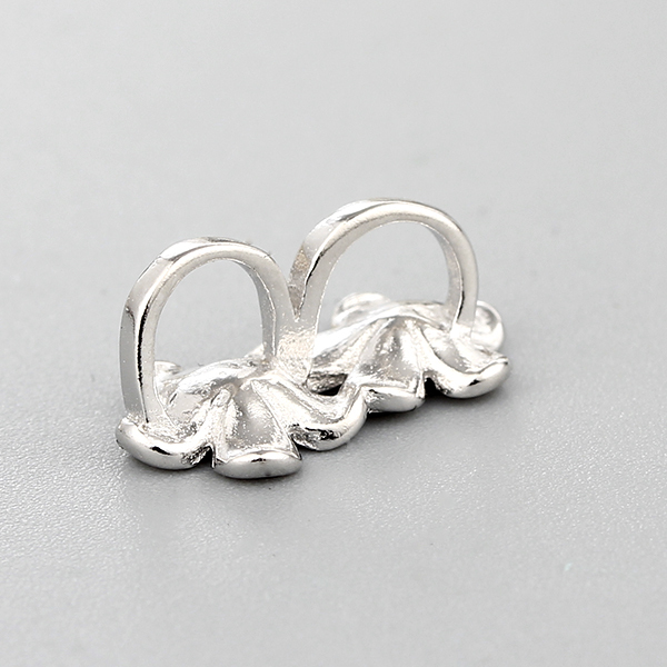 925 Sterling Silver Two Flowers Connector Charms